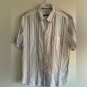 Portuguese Flannel Men’s Light weight Cotton Button up Short Sleeve Shirt stripe